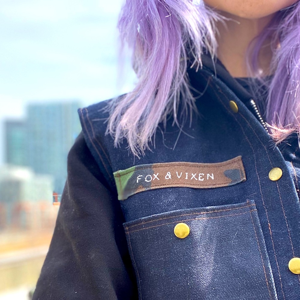 🦊 FOX & VIXEN || HANDMADE VINTAGE || Unisex Dead-Stock Denim Vest + Back Panel